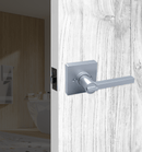 Square Privacy Door Lock Solstice Lever in Satin Chrome