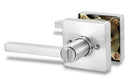 Square Privacy Door Lock Solstice Lever in Satin Chrome