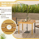 Square Acacia Wood Outdoor Dining Table with Umbrella Hole by LJGDeals