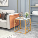 Square End Table with Tempered Glass Tabletop and Gold Finish Geometric Frame-Golden by LJGDeals