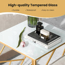 Square End Table with Tempered Glass Tabletop and Gold Finish Geometric Frame-Golden by LJGDeals
