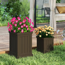 Square Plastic Planters Set of 2 Small Flower Pots with Drainage Holes and Nesting Design-Brown by LJGDeals