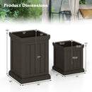 Square Plastic Planters Set of 2 Small Flower Pots with Drainage Holes and Nesting Design-Brown by LJGDeals