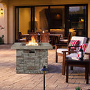 34.5 Inch Square Propane Gas Fire Pit Table with Lava Rock and PVC Cover-Gray by LJGDeals