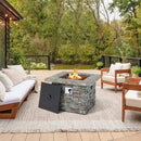 34.5 Inch Square Propane Gas Fire Pit Table with Lava Rock and PVC Cover-Gray by LJGDeals