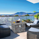 34.5 Inch Square Propane Gas Fire Pit Table with Lava Rock and PVC Cover-Gray by LJGDeals