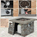34.5 Inch Square Propane Gas Fire Pit Table with Lava Rock and PVC Cover-Gray by LJGDeals