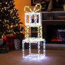 Stacked Lighted Gift Boxes Set of 3 Pre-Lit Christmas Present Box Lights by LJGDeals