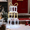 Stacked Lighted Gift Boxes Set of 3 Pre-Lit Christmas Present Box Lights by LJGDeals