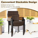 Stacking Wicker Chairs Set of 2 Patio Rattan Dining Chairs with Acacia Wood Armrests by LJGDeals