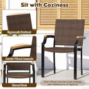 Stacking Wicker Chairs Set of 2 Patio Rattan Dining Chairs with Acacia Wood Armrests by LJGDeals