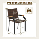 Stacking Wicker Chairs Set of 2 Patio Rattan Dining Chairs with Acacia Wood Armrests by LJGDeals