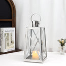 12''H Stainless Steel Decorative Lantern (Trapezoid)