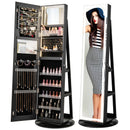 Standing Jewelry Cabinet with Adjustable LED Lights-Black