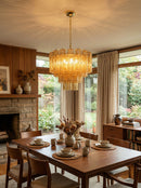 Star Shaped Tube Amber Glass Chandelier