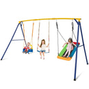 660 LBS Heavy Duty Carbon Steel Swing Frame with 3 Swings-Yellow by LJGDeals