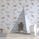 Spaceship Wallpaper For Boys - Soft Clouds and Stars