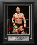 Stone Cold Steve Austin Smoking Skull Championship Belt 8" x 10" Framed WWE Wrestling Photo by Dynasty Sports & Framing