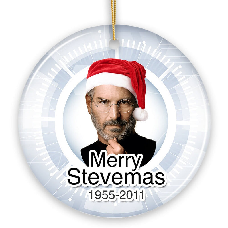 Steve Jobs Merry Stevemas Memorial Christmas Ornament, Gift for Technology Company Founder