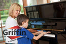 Premium Antique Black Piano Bench By Griffin - Solid Wood Frame & Luxurious, Comfortable PU Leather Padded Duet Double Seat Ergonomic Keyboard Stool With Storage Space, Durable & Sturdy, Vintage Design by GeekStands.com