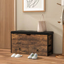 Storage Ottoman Bench with Padded Seat Cushion and 2 Drawers for Entryway-Brown by LJGDeals