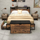 Storage Ottoman Bench with Padded Seat Cushion and 2 Drawers for Entryway-Brown by LJGDeals