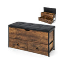 Storage Ottoman Bench with Padded Seat Cushion and 2 Drawers for Entryway-Brown by LJGDeals