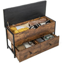 Storage Ottoman Bench with Padded Seat Cushion and 2 Drawers for Entryway-Brown by LJGDeals