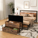 Storage Ottoman Bench with Padded Seat Cushion and 2 Drawers for Entryway-Brown by LJGDeals