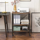 3-Tier Kitchen Baker's Rack Microwave Oven Storage Cart with Hooks-Rustic Brown