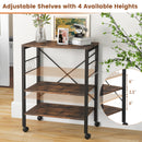 3-Tier Kitchen Baker's Rack Microwave Oven Storage Cart with Hooks-Rustic Brown