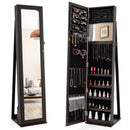 Standing Lockable Jewelry Storage Organizer with Full-Length Mirror