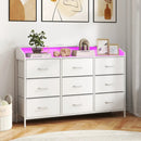 Storage Organizer with LED Lights and 9 Fabric Drawers for Bedroom by LJGDeals