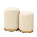Velvet/Linen Fabric Storage Ottoman Set of 2 by LJGDeals