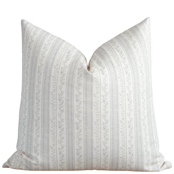 Faye Blue Vine Stripe Pillow Cover