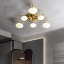 Stylish 6 Heads Alabaster Ceiling Light