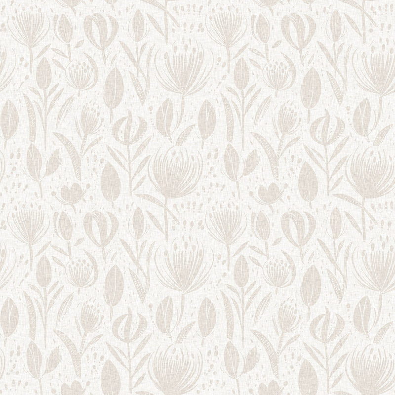 Boho Chic Neutral Floral Wallpaper