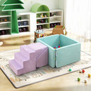 3-in-1 Suede Fabric Soft Play Set Foam Climbing Blocks for Toddlers-Purple