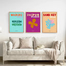 Set of 3 Trendy Y2k Style Posters. Summer Travel Theme by Wall Art Set