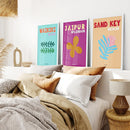 Set of 3 Trendy Y2k Style Posters. Summer Travel Theme by Wall Art Set
