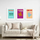 Set of 3 Trendy Y2k Style Posters. Summer Travel Theme by Wall Art Set