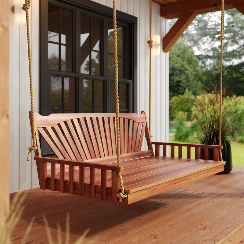 Keystone Amish Co. 5 Foot Sunburst Red Cedar Swing Bed, Mushroom Stain