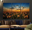 Sunflower Field Sunset Wall Art Canvas Print Wall Artwork, by MyGreatCanvas | Canvas Wall Art Prints | Photo Prints & Wall Decor