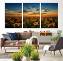 Sunflower Field Sunset Wall Art Canvas Print Wall Artwork, by MyGreatCanvas | Canvas Wall Art Prints | Photo Prints & Wall Decor