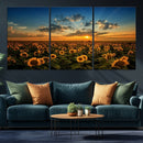 Sunflower Field Sunset Wall Art Canvas Print Wall Artwork, by MyGreatCanvas | Canvas Wall Art Prints | Photo Prints & Wall Decor