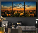 Sunflower Field Sunset Wall Art Canvas Print Wall Artwork, by MyGreatCanvas | Canvas Wall Art Prints | Photo Prints & Wall Decor