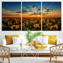Sunflower Field Sunset Wall Art Canvas Print Wall Artwork, by MyGreatCanvas | Canvas Wall Art Prints | Photo Prints & Wall Decor