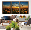 Sunflower Field Sunset Wall Art Canvas Print Wall Artwork, by MyGreatCanvas | Canvas Wall Art Prints | Photo Prints & Wall Decor