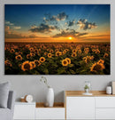 Sunflower Field Sunset Wall Art Canvas Print Wall Artwork, by MyGreatCanvas | Canvas Wall Art Prints | Photo Prints & Wall Decor