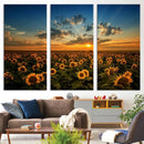 Sunflower Field Sunset Wall Art Canvas Print Wall Artwork, by MyGreatCanvas | Canvas Wall Art Prints | Photo Prints & Wall Decor